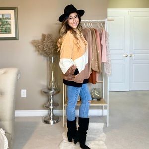 Yellow asymmetrical fuzzy sweater